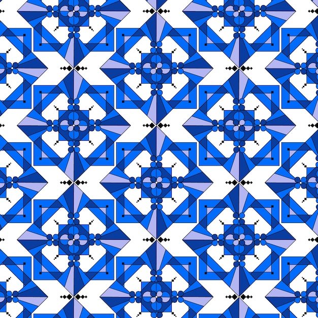 Vector flat design art deco blue pattern