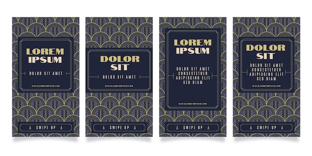 flat design art deco instagram story collection