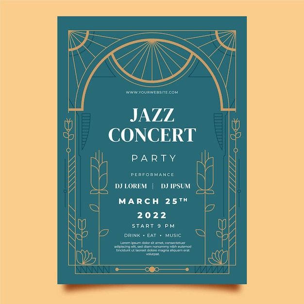 flat design art deco jazz concert poster
