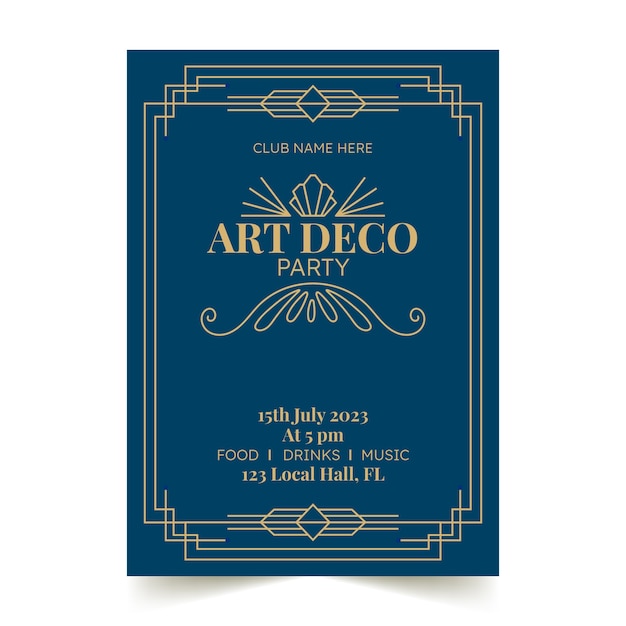 flat design art deco party poster template