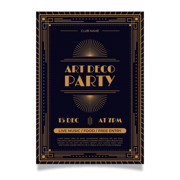 Flat design art deco party poster