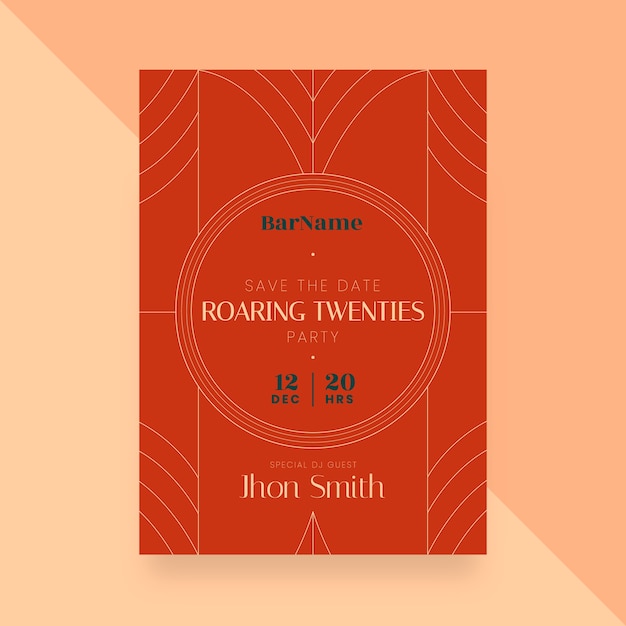 Flat design art deco party poster