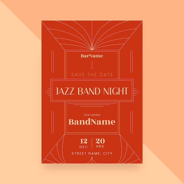 Flat design art deco party poster