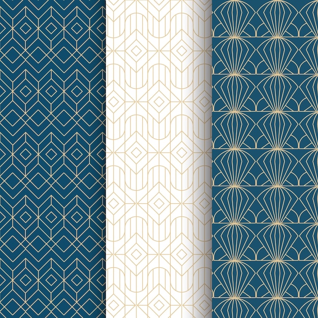 Vector flat design art deco pattern collection