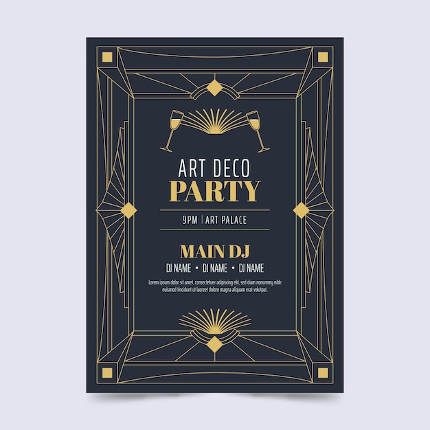 Flat design art deco poster