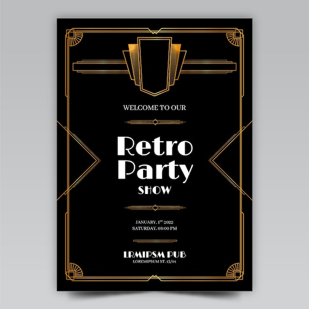 Vector flat design art deco retro party poster