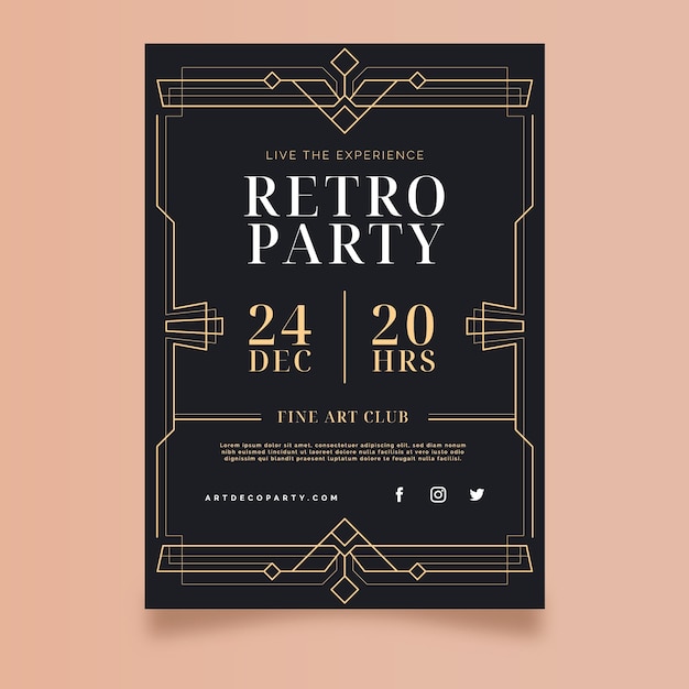 Vector flat design art deco retro party poster