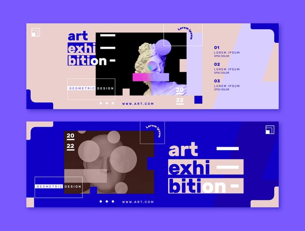 Flat design  art exhibition horizontal banner