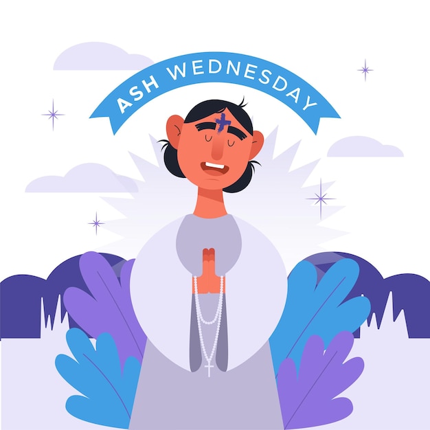 Vector flat design ash wednesday