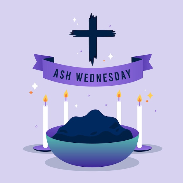 Miercoles de Ceniza, Ash Wednesday Spanish text, Christian tradition vector  emblem Stock Vector