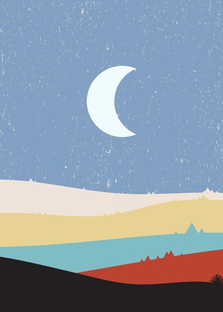 Vector flat design asian hill nature landscape