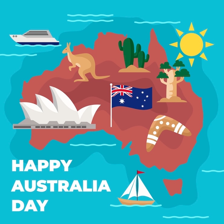 Vector flat design australia day illustration