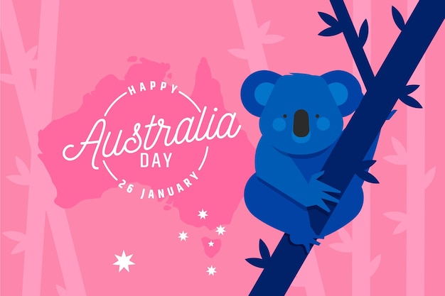 Плоский дизайн день австралии с коалой на дереве