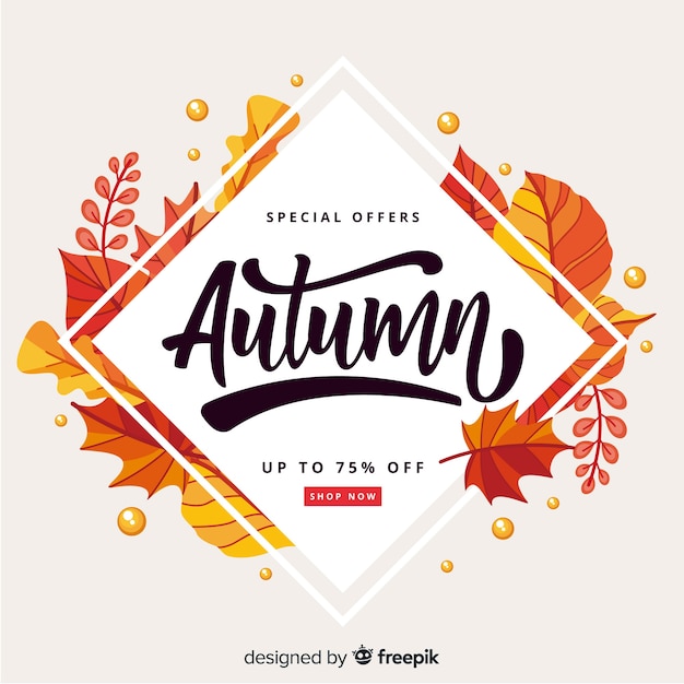 Flat design autumn sale background