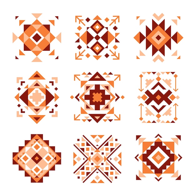 Vector flat design aztec icons