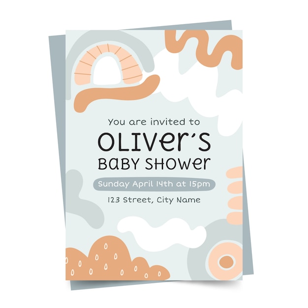 Vector flat design baby shower invitation design