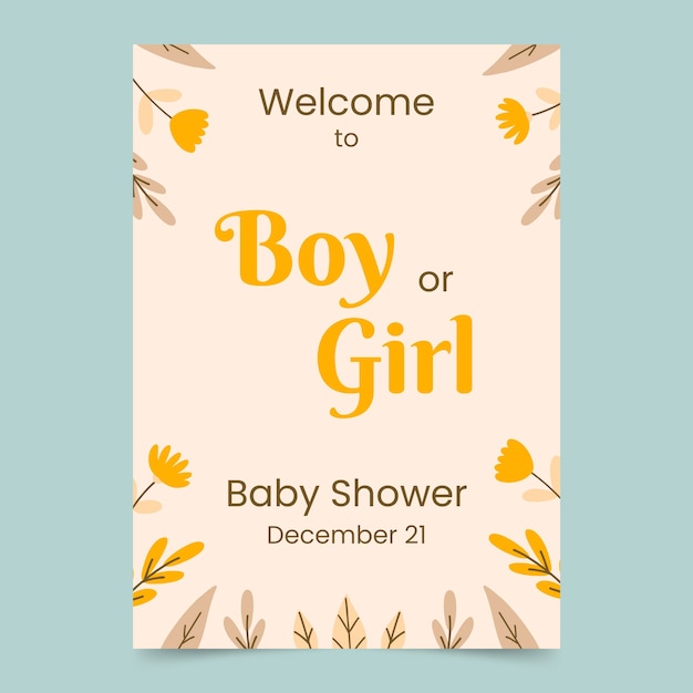 Vettore modello di poster per baby shower design piatto