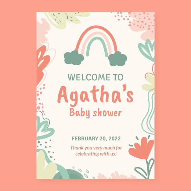 Flat design baby shower template