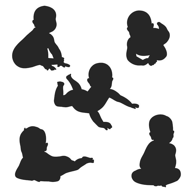 Vector flat design baby silhouette