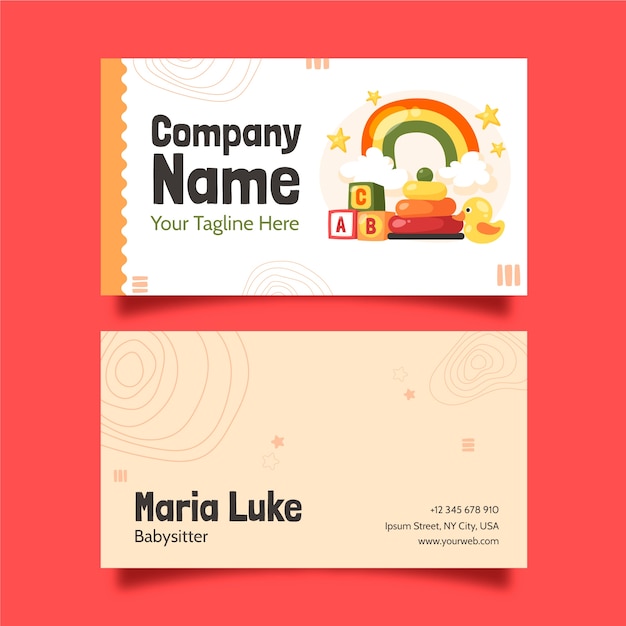 Vector flat design babysitting  job horizontal business card