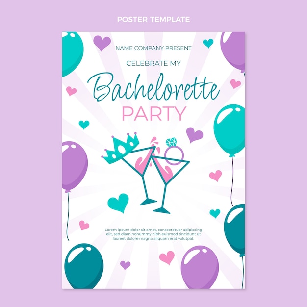 Vector flat design bachelorette template