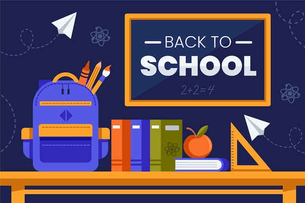 Flat design back to school background