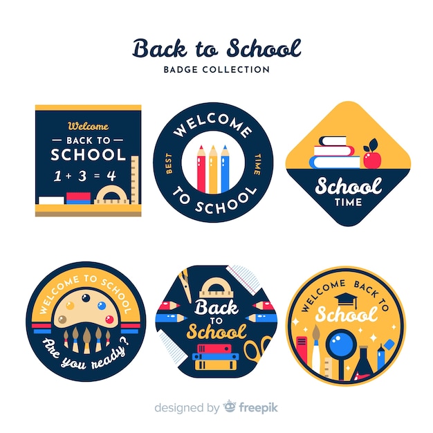 flat design back to school badge collection