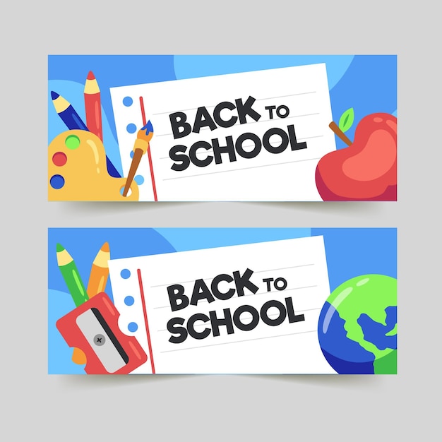 Flat design back to school banners set