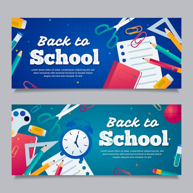 Flat design back to school banners template