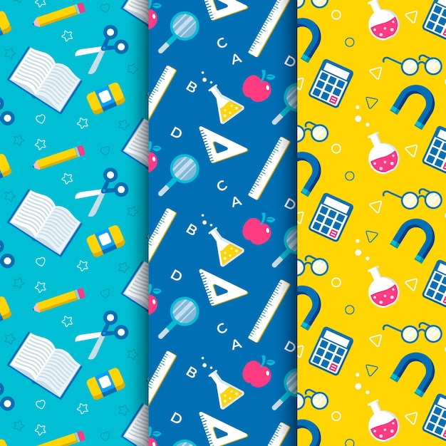 Flat design back to school patterns