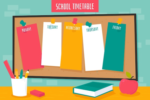 Vector flat design back to school timetable