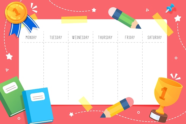 Vector flat design back to school timetable