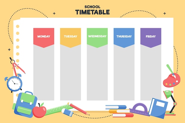 벡터 학교 시간표로 돌아가는 평면 디자인