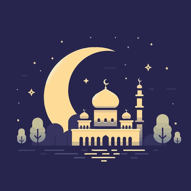 a flat design background of crescent moon