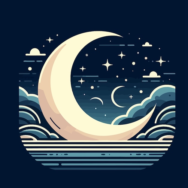 Premium Vector | A flat design background of crescent moon