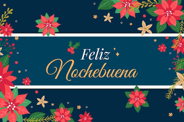 Flat design background feliz nochebuena