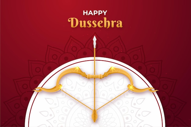 Flat design background happy dussehra with bow and arrow