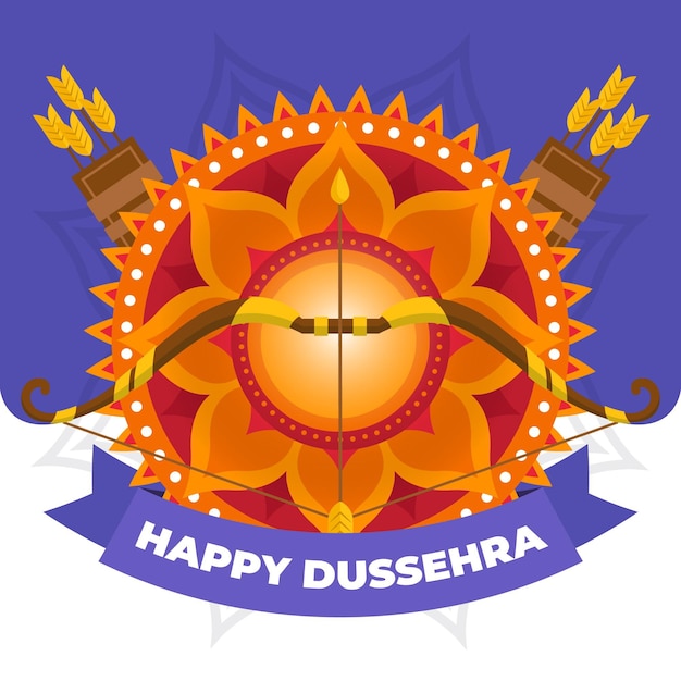 Flat design background happy dussehra with quivers