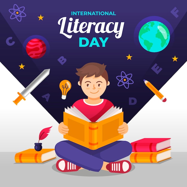 Flat design background international literacy day