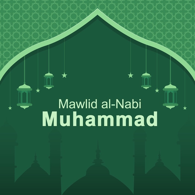 Flat design background of mawlid al nabi muhammad