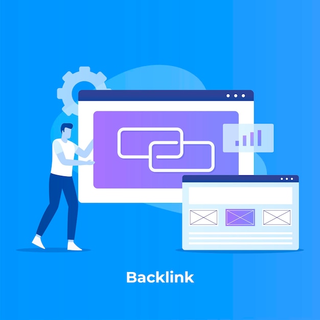 Flat design of backlink illustration