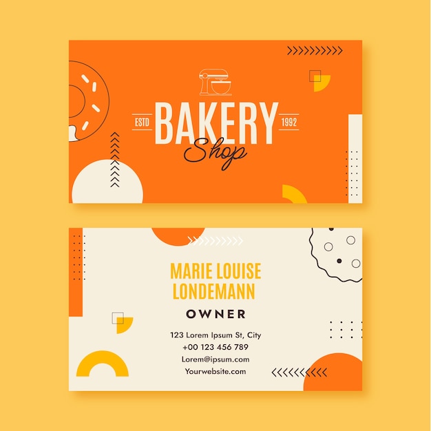 Flat design bakery shop horizontal business card