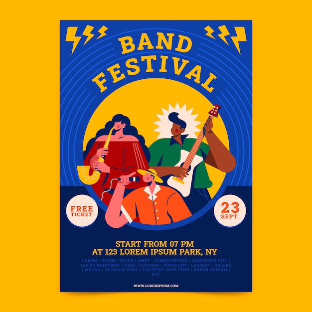 Vettore poster poster band design piatto