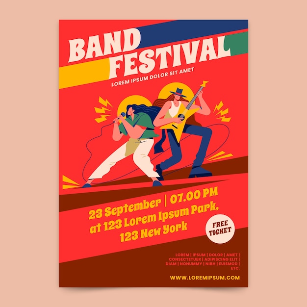 Flat design band poster poster