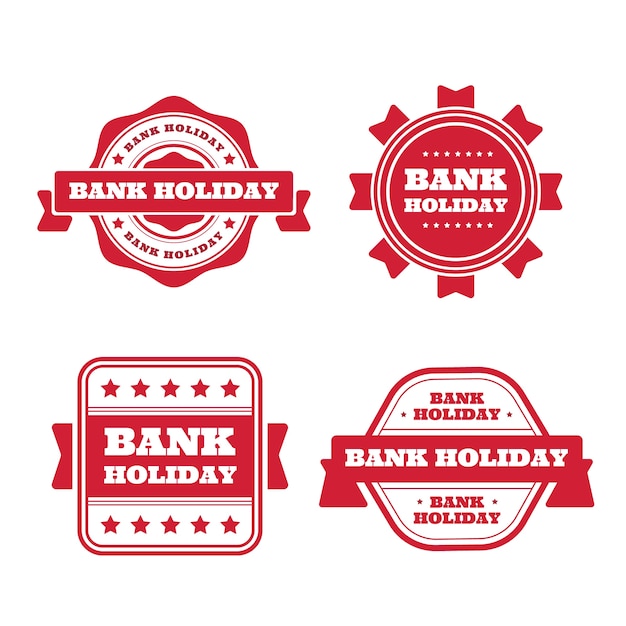 flat design bank holiday labels set