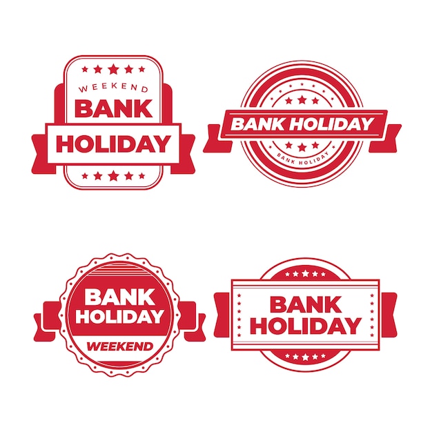 Flat design bank holiday labels set