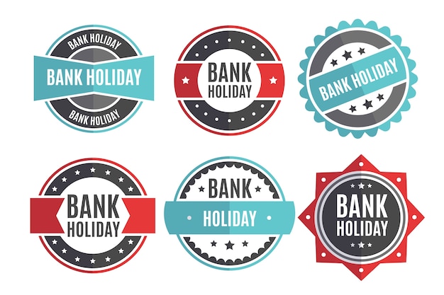 Flat design bank holiday labels