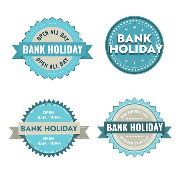 Vector flat design bank holiday stamps set