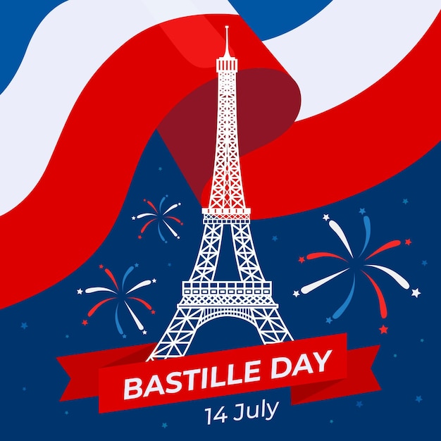 Vector flat design bastille day concept