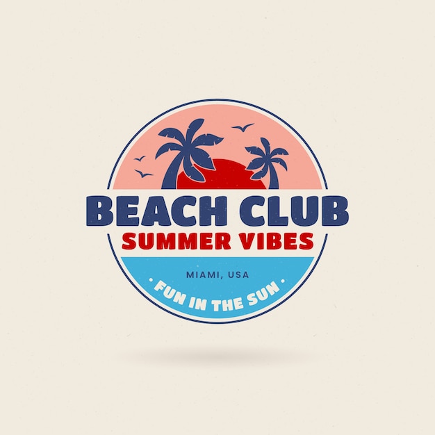 Vettore design piatto del logo del beach club